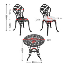 Load image into Gallery viewer, Livingandhome 3pcs Cast Aluminum Outdoor Bistro Dining Set, AI1286
