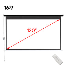 Load image into Gallery viewer, 16:9 Electric Motorized Projector Screen with Remote, 120" Black
