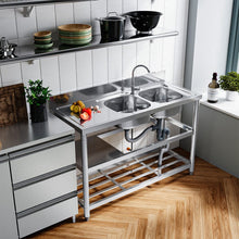 Load image into Gallery viewer, Stainless Steel One Compartment Sink with Shelves Living and Home Version B 
