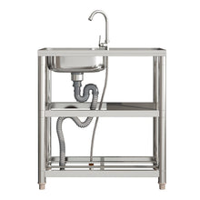 Load image into Gallery viewer, Stainless Steel One Compartment Sink with Shelves and Drainboard Living and Home 
