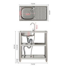 Load image into Gallery viewer, Stainless Steel One Compartment Sink with Shelves and Drainboard Living and Home 
