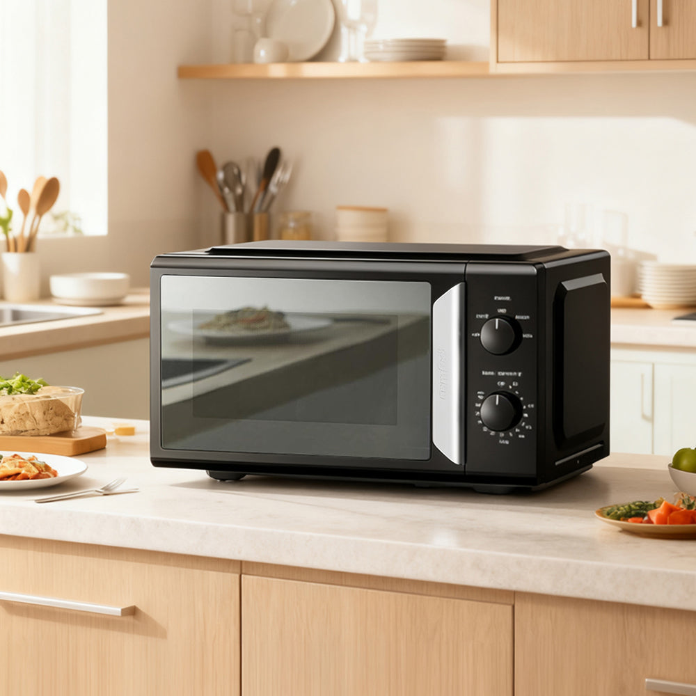 19L 5-level Power Kitchen Manual Microwave Oven with Timer 700W - Black