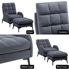 Load image into Gallery viewer, Upholstered Adjustable Backrest Velvet Sleeper Recliner Come with Ottoman Recliners Living and Home 
