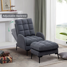 Load image into Gallery viewer, Upholstered Adjustable Backrest Velvet Sleeper Recliner Come with Ottoman Recliners Living and Home 
