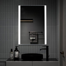 Load image into Gallery viewer, Anti-Fog Aluminum LED Touch Switch Bathroom Vanity Mirror with Clock Bathroom Mirrors Living and Home 
