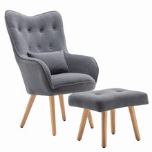 Load image into Gallery viewer, 107cm Height Velvet Wingback Lounge Armchair and Footstool Wingback Chairs Living and Home 
