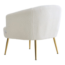 Load image into Gallery viewer, White Boucle Teddy Fabric Armchair with Metal Legs Tub Chairs Living and Home 
