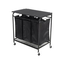 Load image into Gallery viewer, Triple Bag Rolling Laundry Sorter with Lift-up Ironing Board
