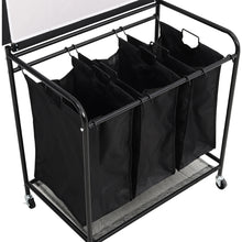 Load image into Gallery viewer, Triple Bag Rolling Laundry Sorter with Lift-up Ironing Board
