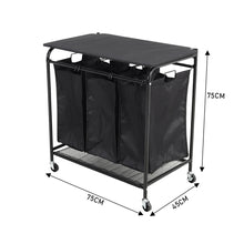 Load image into Gallery viewer, Triple Bag Rolling Laundry Sorter with Lift-up Ironing Board
