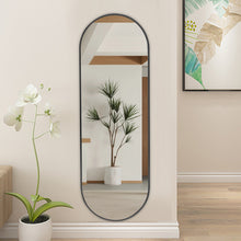 Load image into Gallery viewer, Modern Oval Metal Full Length Wall Mirror Black
