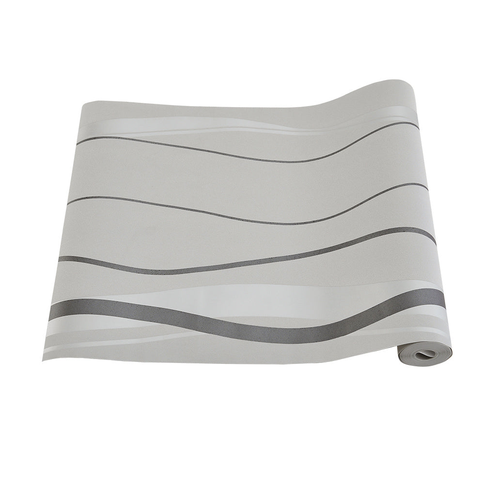 Livingandhome Modern Curve Striped Non-Woven Wallpaper, CT0365