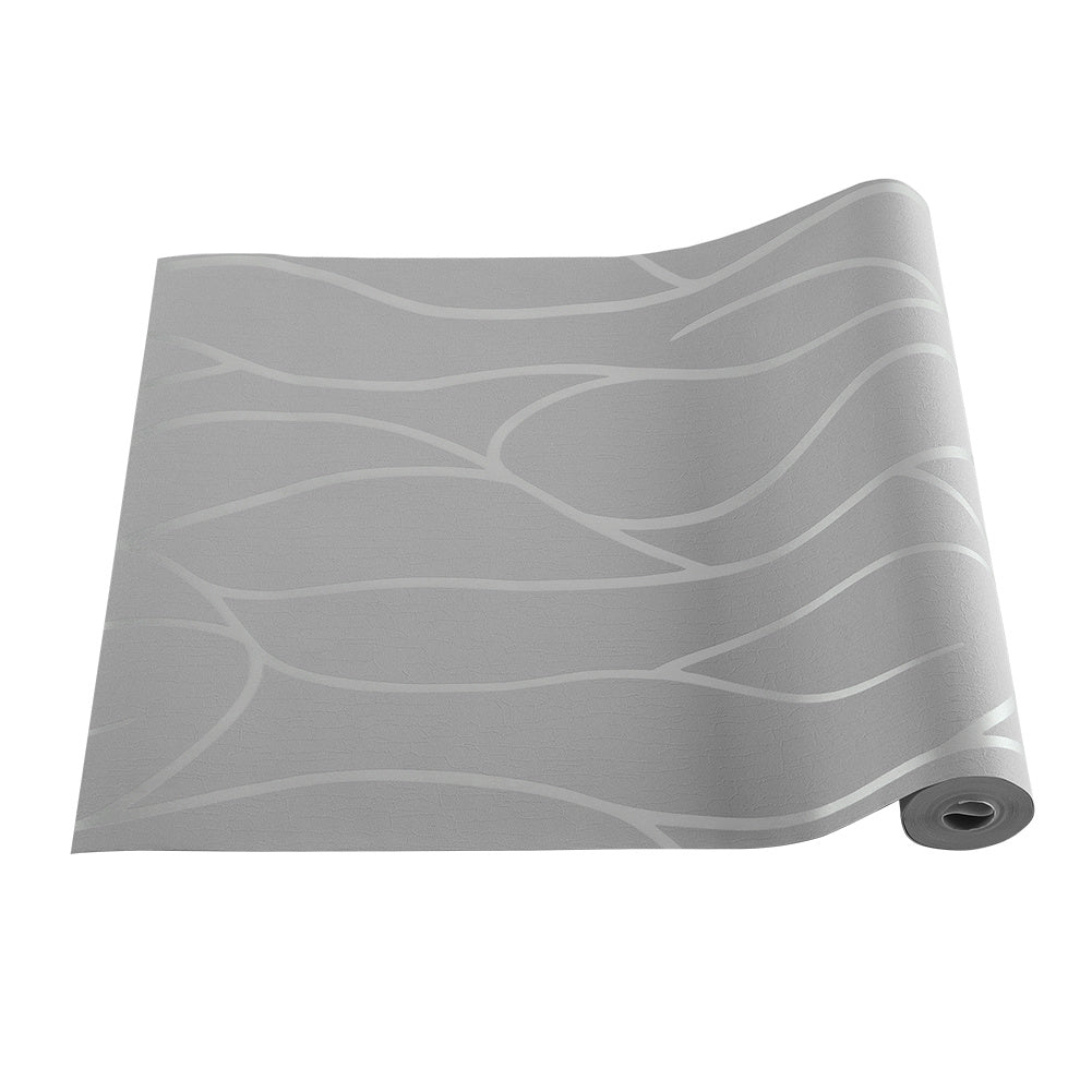 Livingandhome Silver Grey Non-Woven Embossed Geometric Wallpaper, CT0368