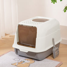 Load image into Gallery viewer, Large Hooded Top Entry Cat Litter Box with Scoop
