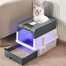Load image into Gallery viewer, Fully Enclosed Cat Litter Box with UV Sterilization
