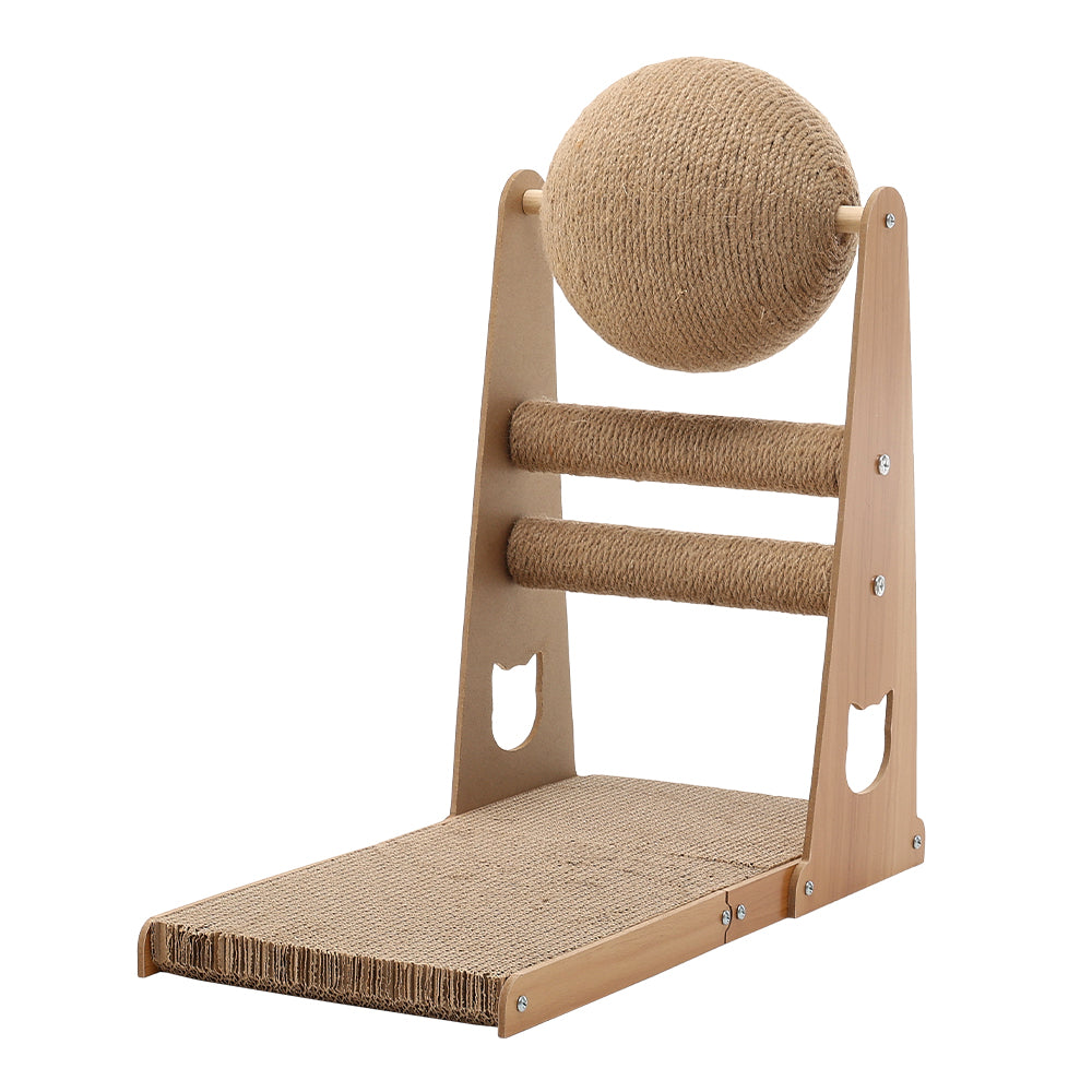 L-Shaped Cat Scratcher with Cat Scratching Ball