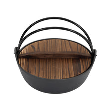 Load image into Gallery viewer, Cast Iron Pot with Wooden Lid for Campfire Cooking
