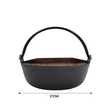Load image into Gallery viewer, Cast Iron Pot with Wooden Lid for Campfire Cooking
