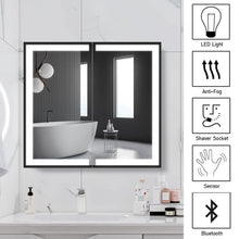 Load image into Gallery viewer, 65W*60Hcm LED Mirror Cabinet Double Door Bathroom Mirror Cabinets Living and Home 
