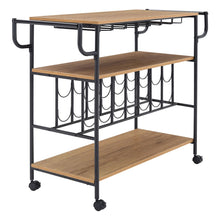 Load image into Gallery viewer, Metallic Rolling Serving Bar Cart with Wine Rack
