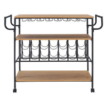 Load image into Gallery viewer, Metallic Rolling Serving Bar Cart with Wine Rack
