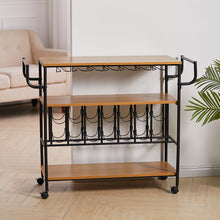 Load image into Gallery viewer, Metallic Rolling Serving Bar Cart with Wine Rack
