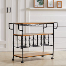 Load image into Gallery viewer, Metallic Rolling Serving Bar Cart with Wine Rack Living and Home 
