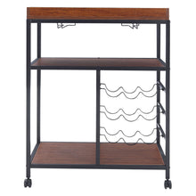 Load image into Gallery viewer, Rustic Bar Wooden Mobile Serving Cart with Wheels
