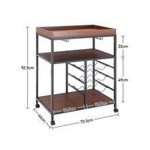 Load image into Gallery viewer, Rustic Bar Wooden Mobile Serving Cart with Wheels
