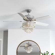 Load image into Gallery viewer, Chrome Ceiling Fan 5 Blades LED Crystal Chandelier &amp; Remote Control 52Inch Ceiling Lights Living and Home 1# 
