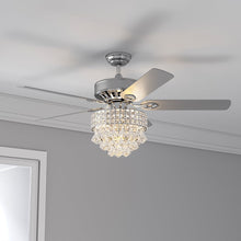 Load image into Gallery viewer, Chrome Ceiling Fan 5 Blades LED Crystal Chandelier &amp; Remote Control 52Inch Ceiling Lights Living and Home 

