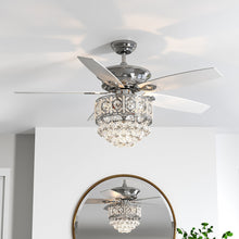 Load image into Gallery viewer, Chrome Ceiling Fan 5 Blades LED Crystal Chandelier &amp; Remote Control 52Inch Ceiling Lights Living and Home 2# 

