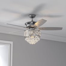 Load image into Gallery viewer, Chrome Ceiling Fan 5 Blades LED Crystal Chandelier &amp; Remote Control 52Inch Ceiling Lights Living and Home 
