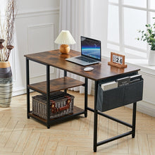 Load image into Gallery viewer, Premium Wooden Office Desk with Storage Shelf and Fabric Pouch Living and Home Tiger Stripe 
