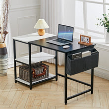 Load image into Gallery viewer, Premium Wooden Office Desk with Storage Shelf and Fabric Pouch Living and Home Hessian 
