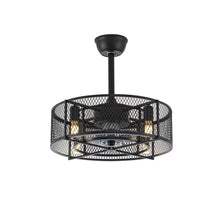 Load image into Gallery viewer, Black Ceiling Fan with 30W Light Wind Pendant with Metal Mesh Cage Ceiling Fans Living and Home 
