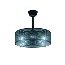 Load image into Gallery viewer, Industrial Ceiling Fan Light Black Metal Mesh Cage Fan with Light Ceiling Lights Living and Home 
