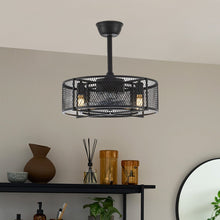 Load image into Gallery viewer, Industrial Ceiling Fan Light Black Metal Mesh Cage Fan with Light Ceiling Lights Living and Home 
