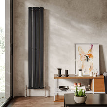 Load image into Gallery viewer, Steel Smoke Grey Vertical Tall Radiator with Single Panel, DM0380 Space Heaters Living and Home 
