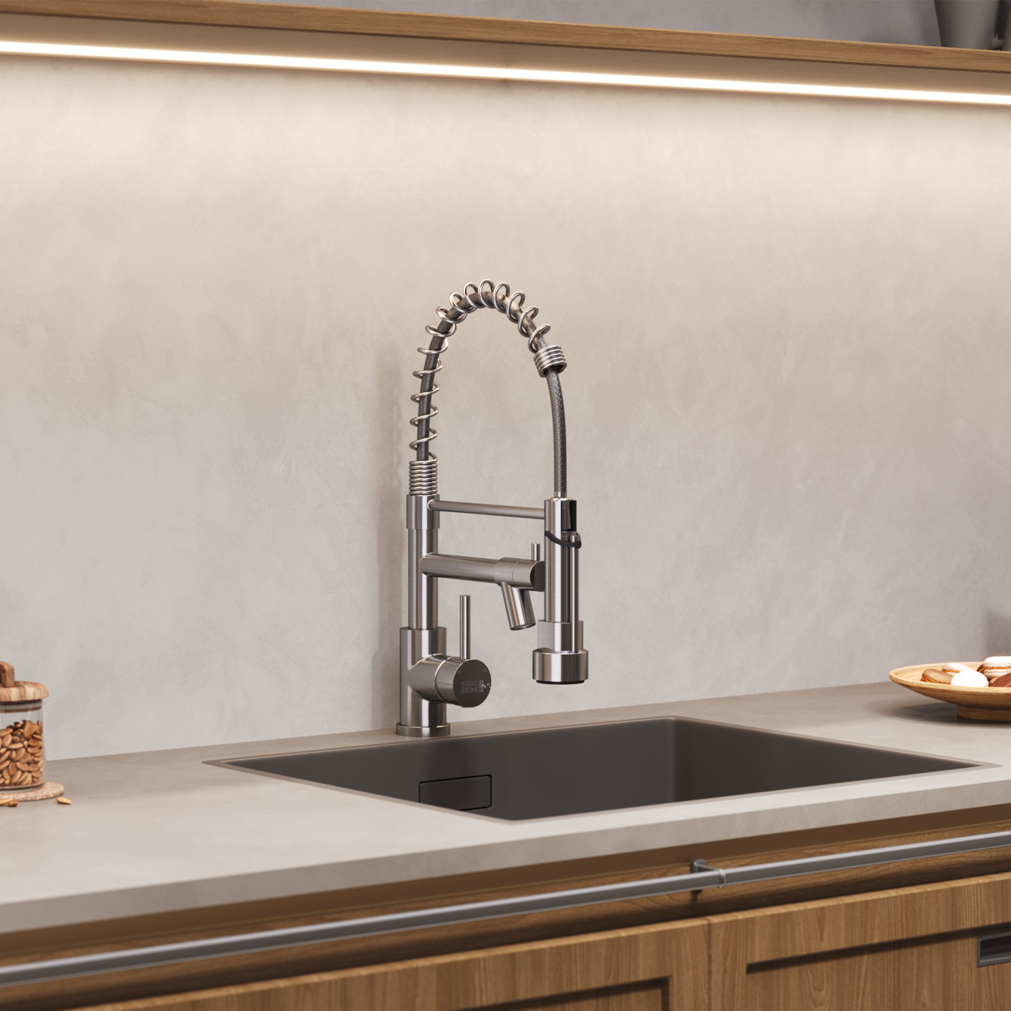 Stainless Steel Kitchen Faucet with Pull Down Spring Spout and Pot Fil ...