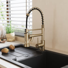 Load image into Gallery viewer, Stainless Steel Kitchen Faucet with Pull Down Spring Spout and Pot Filler
