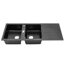 Load image into Gallery viewer, Quartz Undermount Double Bowl Kitchen Sink with Drainboard Kitchen Sinks Living and Home 
