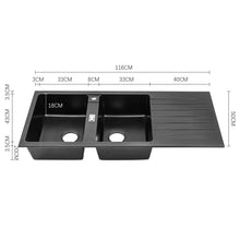 Load image into Gallery viewer, Quartz Undermount Double Bowl Kitchen Sink with Drainboard Kitchen Sinks Living and Home 

