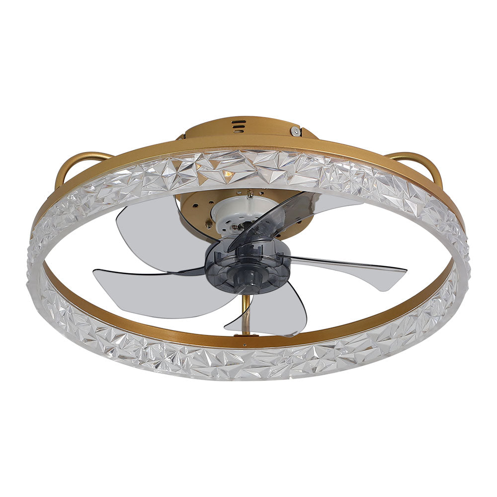 Modern Round Crystal Ceiling Fan with Light