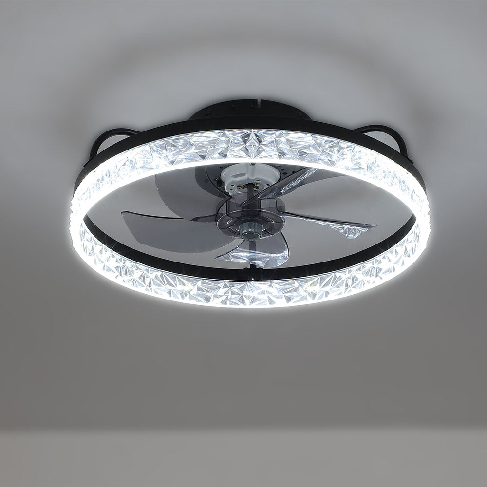 Modern Round Crystal Ceiling Fan with Light