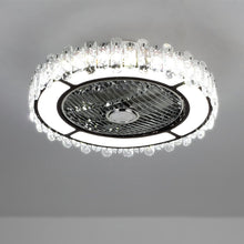 Load image into Gallery viewer, Round Crystal Flush Mount LED Ceiling Fan Light Ceiling Fans Living and Home 
