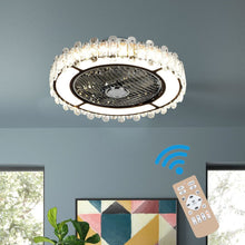 Load image into Gallery viewer, Round Crystal Flush Mount LED Ceiling Fan Light Ceiling Fans Living and Home 
