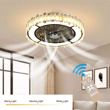 Load image into Gallery viewer, Round Crystal Flush Mount LED Ceiling Fan Light Ceiling Fans Living and Home 
