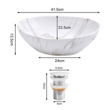 Load image into Gallery viewer, 41.5cm W x 13.5cm D White Oval Marble Vessel Bathroom Sink Bathroom Sinks Living and Home 
