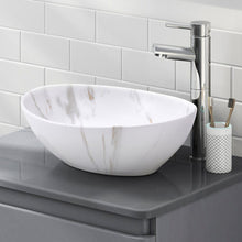 Load image into Gallery viewer, 41.5cm W x 13.5cm D White Oval Marble Vessel Bathroom Sink Bathroom Sinks Living and Home 
